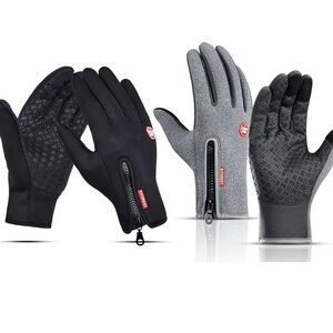 Unisex Black and Gray Zipper Gloves